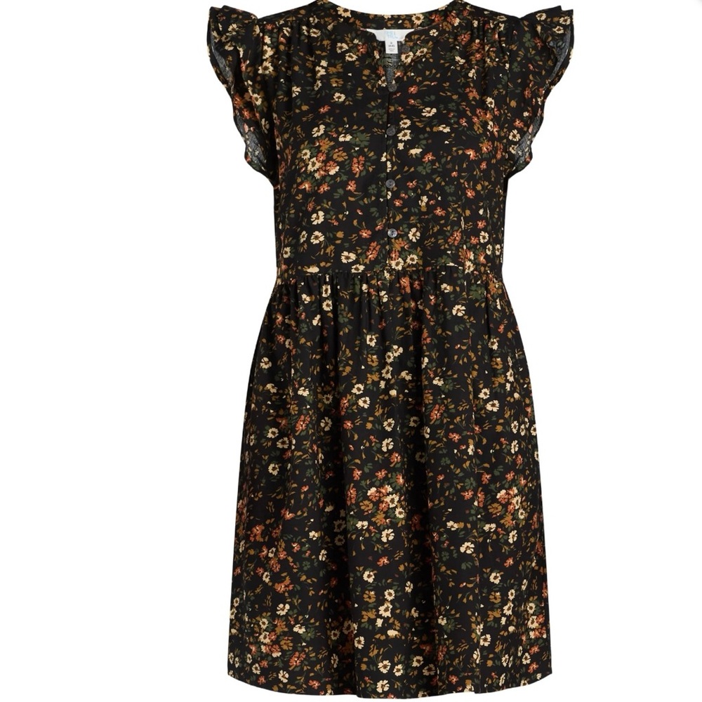 Time and Tru Orange Brown Flutter Sleeve Midi Sundress